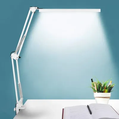 LED Desk Lamp Swing Arm Desk Light with Clamp 3 Lighting 10 Brightness Table Lamp Eye-Caring Reading Desk Lamps for Home Office