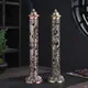 Incense Stick Burner Bronze Tone Dragon Phoenix Pattern Incense Stick Holder Vertical Incense Stand