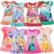 2024 Snow White Princess Dress Girls Kids Clothes Belle Anna Elsa Rapunzel Minnie Dress Birthday