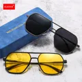 Polarized Sunglasses Men 2024 Luxury Brand Designer Square Sun Glasses Aluminium Magnesium Retro