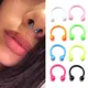 8Pcs/lot Body Piercing C Type Clip Horseshoe Fake Nose Half Hoop Colorful Piercing Surgical Steel