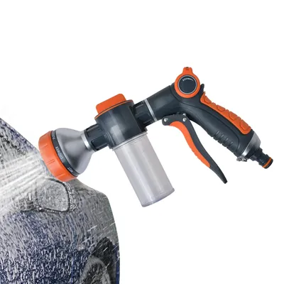 Heavy Duty Garden Hose Nozzle High Pressure Hose Spray Garden Water Guns With Foam Soap Dispenser Adjustable Sprayer For