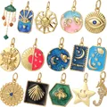 Bohemian Moon Star Charms Diy Earrings Necklace Bracelet Heart Dijes Evil Blue Eye Gold Color Charms