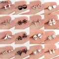 Multiple Mini Stainless Steel Earings Fashion Jewelry Key Wolf Teapot Rocket Swallow Stud Earrings