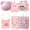 1pack Carton Pig Candy Boxes Pink Pig Cookie Paper Bags for Kids Farm Animal Happy Birthday Party