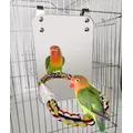 Bird Mirror With Perch Cage Swing Toy Macaws Finches Small Parakeet Rope Stand for Parrot Pet