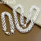 ALIZERO 925 Sterling Silver Interlock Chain Necklace Bracelet Set for Women Man Wedding Engagement