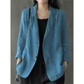 ZANZEA Vintage Summer risvolto collo manica lunga abiti da lavoro Blazer donna Casual Blazer in