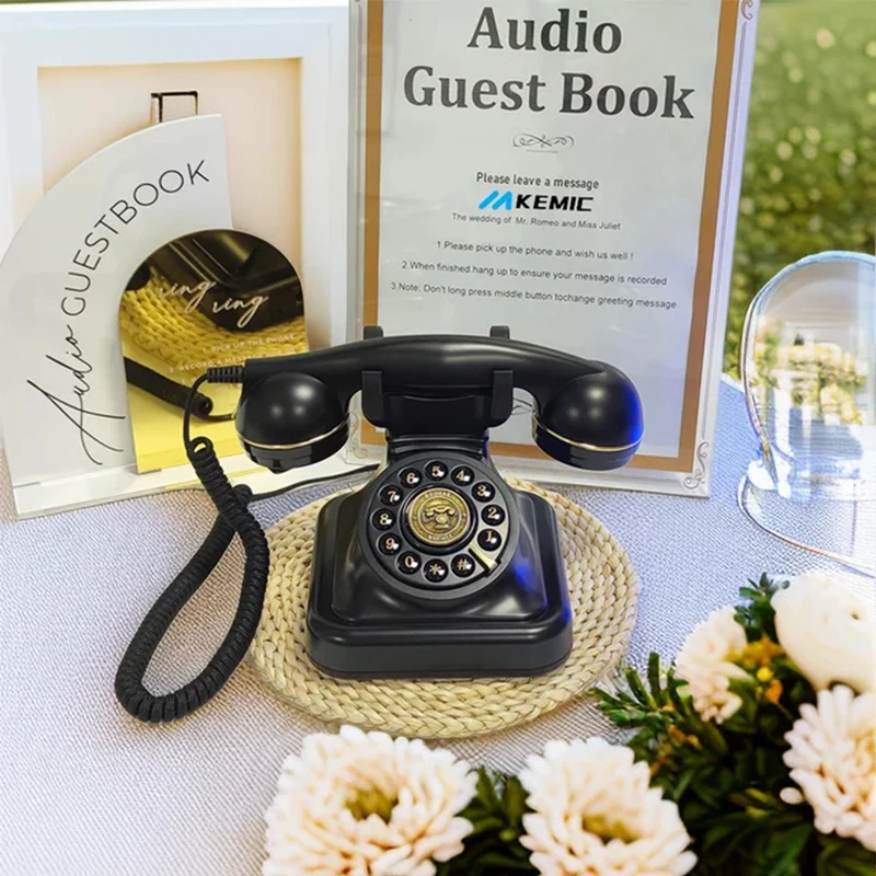 CHEETA Antique Telephone Wedding Guest Audio Book Antique Telephone Decorative Recording Phone Audio Guestbook for Wedding
