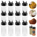 5/10/15/20pcs Spice Jars with Shaker Lids Labels Plastic Clear Seasoning Bottle for Herbs Powders