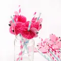 Pink Paper Flamingo Straws Hawaiian Party Decorations Birthday Wedding Paper Drinking Straws Beach