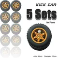 KicarMod 1/64 Wheels Rubber Tires for Off-Road Pickup Truck Toy Car Model Wheels Hot Wheels Hobby