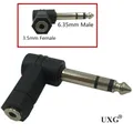 90 gradi da 3.5 a 6.35/6.5mm 1/4 "Mono Jack altoparlante Stereo adattatore Audio spina 3.5mm TRS connettore convertitore cavo cuffie AUX