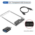 Custodia per disco rigido esterno da 2,5 '' Custodia per disco rigido trasparente senza attrezzi da USB 3.0 a SATA III per supporto SSD HDD SATA da 2,5 pollici UASP
