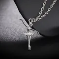 Ballet Necklace Dance Chain Sports Art Gift For Woman Girl Man Silver Color Stainless Steel Pendant