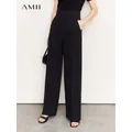 Amii Minimalism 2024 Women Blazer Pants Spring New Commuter Solid High-waisted Double-button Casual