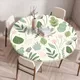 Green Plant Round Tablecloth Fitted Elastic Palm Leaf Tablecloths Waterproof Reusable Round Table