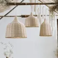 Home Hotel Restaurant Rattan Lampshade Handwoven Wicker Natural Bamboo Rattan Lighting Large Pendant