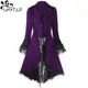 Lace Trim Lace-Up High Low Coat Women Black Steampunk Victorian Style Gothic Jacket Medieval Noble