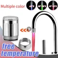 LED Water Faucet Kitchen Bathroom Shower Tap Faucet Nozzle Head 7 Color Change Temperature Sensor