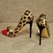 Onlymaker Women Peep Toe Pumps 12cm High Heels Leopard Print Sandals Dress Party Office Slipper Big