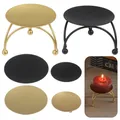 Nordic Style Candle Holder Black Gold Round Plate Candlestick Wrought Iron Craft Candelabra Wedding