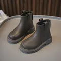 Girls Leather Boots Black Brown Children Chelsea Boots Non-slip Fashion Kids Short Boots for Boys