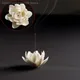 Ceramic White Lotus Incense Burner Home Decor Stick Holder Buddhist Aromatherapy Censer Use In