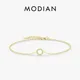 MODIAN 925 Sterling Silver Simple Hollow Circle Bracelets Gold Color Link Chain Clear CZ For Women
