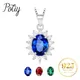 Potiy Oval 2.67ct Created Sapphire Ruby Nano Emerald Diana Pendant Necklace No Chain 925 Sterling
