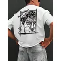 Creative Sculpture Expression Text Design Men Cotton Tops Crewneck New T-shirt Fashion Loose