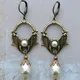 Vintage Teardrop Inlaid Imitation Pearls Earring Personality Silver Color Metal Carving Flower