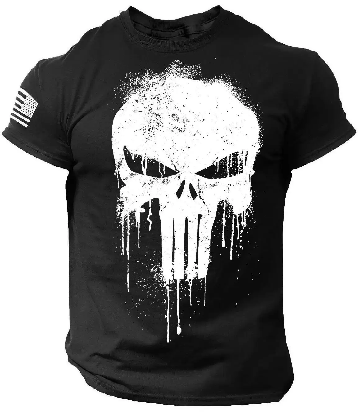 T-shirt da uomo per uomo T-shirt con teschio patriottico militare con stampa 3D T-shirt oversize a maniche corte Abbigliamento sportivo da uomo Top Tees