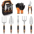 8-piece garden planting set stainless steel heavy duty garden tools with non-slip rubber handle