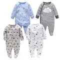 Newborn Baby Boys Girls Sleepers Pajamas Babies Jumpsuits 2 PCS/lot Infant Long Sleeve 0 3 6 9 12