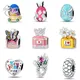 100% 925 Sterling Silver Pink Crown Perfume Bottle Easter Egg Charms Beads Fit Pandora Original