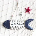 1 PC Mediterranean Wood Fish Bone Fishbone Welcome To Hang In The Wall of The Ornaments Wall