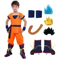 Anime Son Goku Cosplay Costume Wig Shoes Set Kids Performance Clothing Props Carnival Party Dress Up