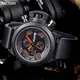MEGIR Black Silicone Quartz Watch Luxury Sport Military Wrist Watches Men Waterproof Clock