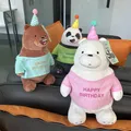 25cm Original Kawaii We Bare Bears Toy Happy Birthday Series Plush Toy Cartoon Ice Bear Grizzly