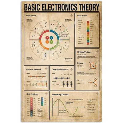 Basic Electronics Theory Knowledge Ohm'S Law Basic Unit Capacitor Network PosterPrint in Meaningful Motivational Tin Sign
