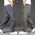 Pantaloni Cargo Casual da uomo pantaloni dritti in cotone pantaloni larghi da uomo vita