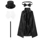Kids Magician Wizard Cosplay Costume Boys Girls Cape Hat Magic Wand Gloves Necktie Set Halloween