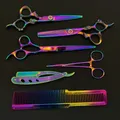 Colorful Styling Professional Barber Scissors Kit Handcrafted Hair Scissors Kit Thinning Scissors