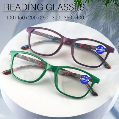 Fashion Women Reading Glasses Flower Print Resin Read Eyeglasses Magnifying Presbyopic Eyewear