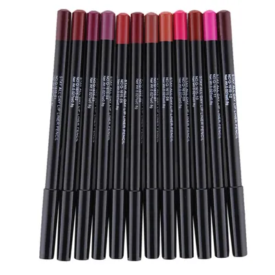 12pcs/set Professional Matte Lip Liner Pencil Set Waterproof Long Lasting Smooth Natural Lipliner