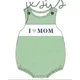 2023 Fashion New Summer Sleeveless Baby Boy Jumpsuit I Love Mom Embroidery Bodysuit Green And White