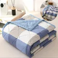 Plaid Summer Quilt Washed Cotton Air Condition Thin Comforter Blanket Bedspread for Single Double