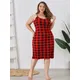 Plus Size Woman's Sexy Sleepwear Lady Pajamas Sling Sleepdress Homewear Dress Nightie Femme Red