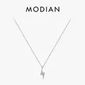 MODIAN 925 Sterling Silver Simple Lightning Pendant Necklace Stackable Fashion Link Chain For Women